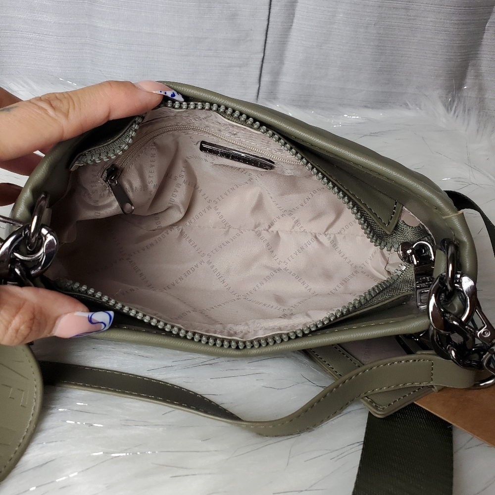 STEVE MADDEN olive green quilted bzoia handbag/ crossbody bag - Picture 4 of 10